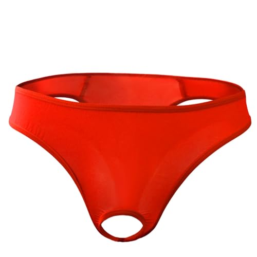 Czizitong Erotische Unterwäsche Höschen für Herren durchscheinender Eisseiden-Tanga Low Rise G-String Slip (Rot) von Czizitong