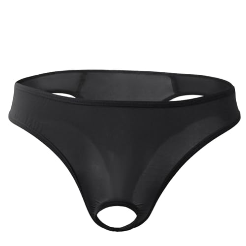 Czizitong Erotische Unterwäsche Höschen für Herren durchscheinender Eisseiden-Tanga Low Rise G-String Slip (Schwarz) von Czizitong