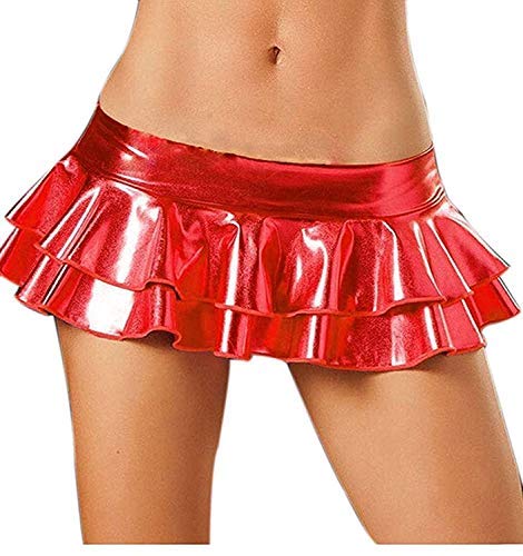 Czizitong Glänzender Metallic-Pole Dance Minirock Jazz Hip Hop Dessous Clubwear (Rot) von Czizitong