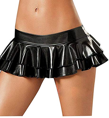 Czizitong Glänzender Metallic-Pole Dance Minirock Jazz Hip Hop Dessous Clubwear (Schwarz) von Czizitong