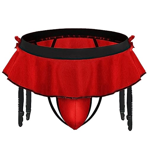 Czizitong Sissy Pouch Höschen Herren Rock Sexy Dessous Boxershorts Unterwäsche (Rot) von Czizitong