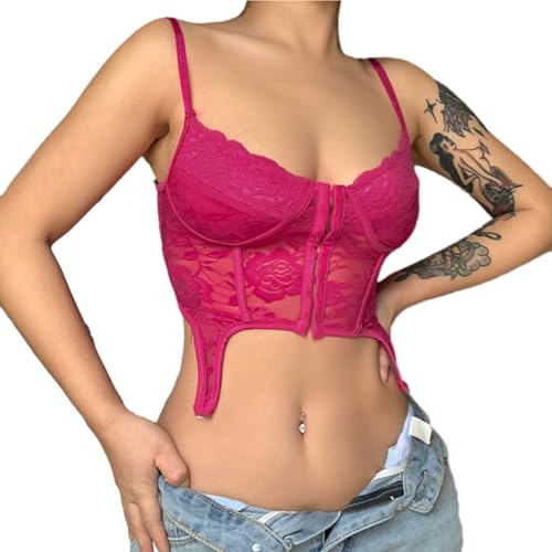 CzooM Crop Tops Damen Y2K Oberteil Kurz Trägertop Ärmellose Frauen Sport Sexy Aesthetic Bauchfrei Tank Top Blusetops Damentop Teil (Color : Pink, Size : S) von CzooM