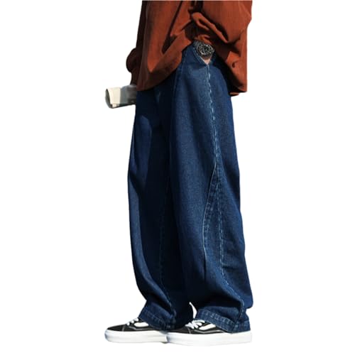 CzooM Hose Herren Jeans Straight Leg Denim Jeans Retro Lose Hose Jogginghose Streetwear für Männer (Color : Blue, Size : XX-Large) von CzooM