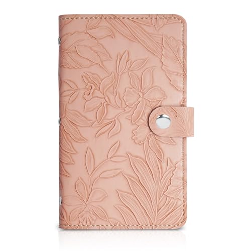 Czzmy PU-Leder Visitenkartenmappe für 96 Karten Ideal für Büro und Praxis Visitenkartenbuch Kundenkarten Kreditkarten(1-Carved Pink) von Czzmy