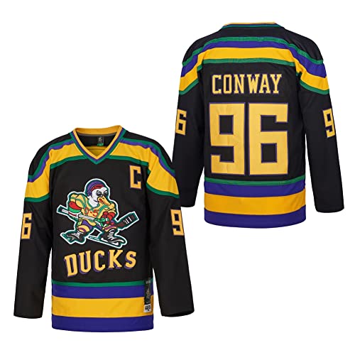 D-5 Herren Mighty Ducks Trikot #33 Goldberg #66 Bombay #96 Conway #99 Banks Trikot, Film Eishockeytrikot für Herren S-XXXL, #33 Schwarz, XX-Large von D-5