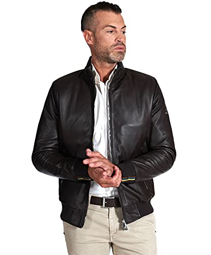D'Arienzo Bomber-Daunenjacke Lederjacke Braune Herren Echtleder Made in Italy Roy 56/braun von D'Arienzo