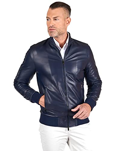 D'Arienzo Bomberjacke Lederjacke Blau Herren Jacke Echtleder Made in Italy 106 50/blau von D'Arienzo
