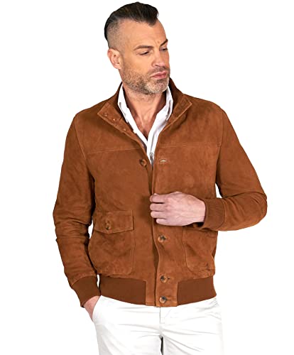 D'Arienzo Bomberjacke Lederjacke Cognac Herren Biker Leder Zigenleder Echtleder Alex Bottoni 50/lederfarben von D'Arienzo