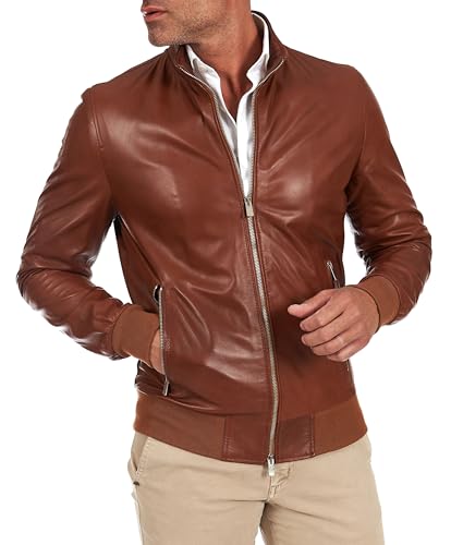 D'Arienzo Bomberjacke Lederjacke Herren Lederfarben Italienisch Biker Leder Lammleder Jacke Motorrad Echtleder Made in Italy 106 56/lederfarben von D'Arienzo
