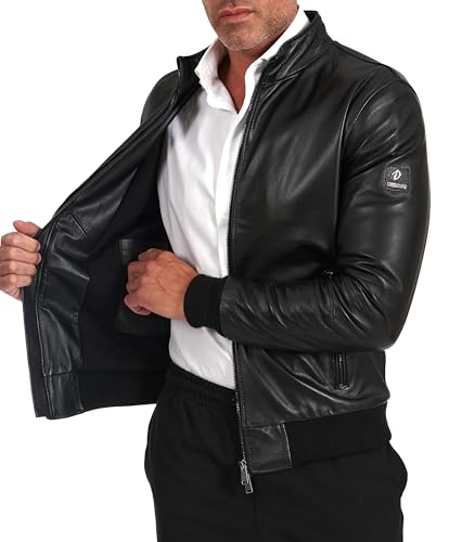 D'Arienzo Bomberjacke Lederjacke Herren Schwarze Echtleder Made in Italy Maxim 48/schwarz von D'Arienzo