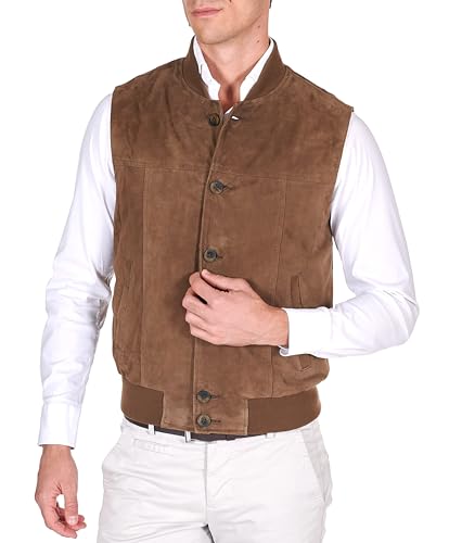 D'Arienzo Bomberjacke Weste Wildleder Taupe Herren e Echtleder Zigenleder Jacke Jeff 58/schlammfarben von D'Arienzo