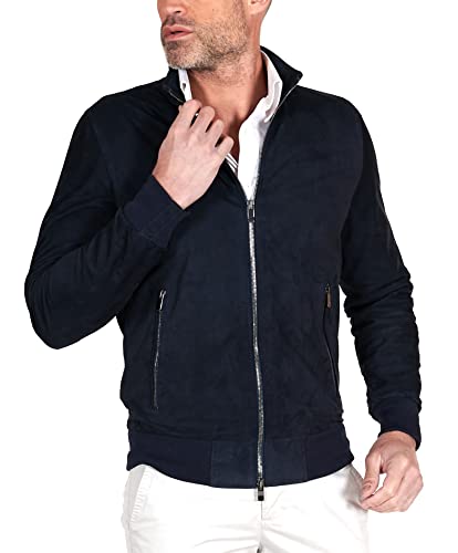 D'Arienzo Bomberjacke Wildlederjacke Blau Herren Jacke Echtleder Made in Italy 106 56/blau von D'Arienzo