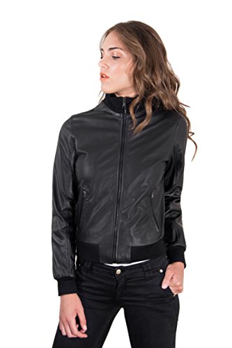 D'Arienzo Damen Lederjacke im Bomber Look Schwarze Echtleder Lammnappa Made in Italy G155 schwarz/XXL von D'Arienzo