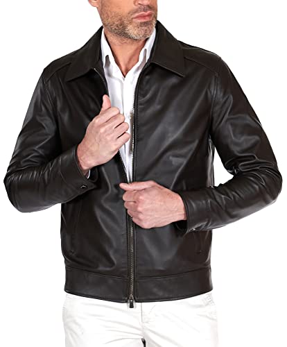 D'Arienzo Lederjacke Herren Braun Vinatge Italienisch Biker Leder Lammleder Jacke Motorrad Echtleder Made in Italy Marlon CAM 56/braun von D'Arienzo