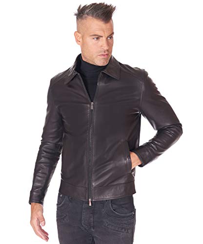 D'Arienzo Lederjacke Schwarze Herren Motorrad Echtleder Made in Italy Marlon Cam schwarz/50 von D'Arienzo