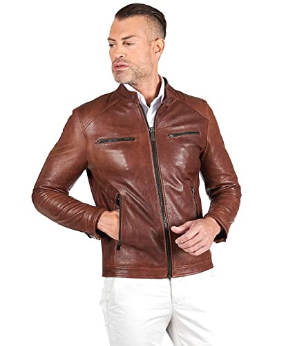 D'Arienzo Lederjacke Lederfarben Herren Vintage Echtleder Made in Italy Hamilton 48/lederfarben von D'Arienzo