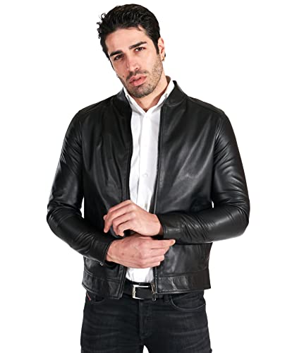 D'Arienzo Lederjacke Schwarze Herren Jacke Echtleder Made in Italy Marlon 46/schwarz von D'Arienzo