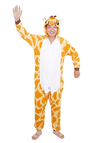 D'BOON Erwachsene Kinder Giraffe Onesie Animal Pyjama einteiliges Nachtwäsche-Kostüm(Fit für Höhe(143-154cm)) von D'BOON