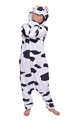 D'BOON Erwachsene Kinder Kuh Onesie Animal Pyjama einteiliges Nachtwäsche-Kostüm(Fit für Höhe(129-142cm)) von D'BOON