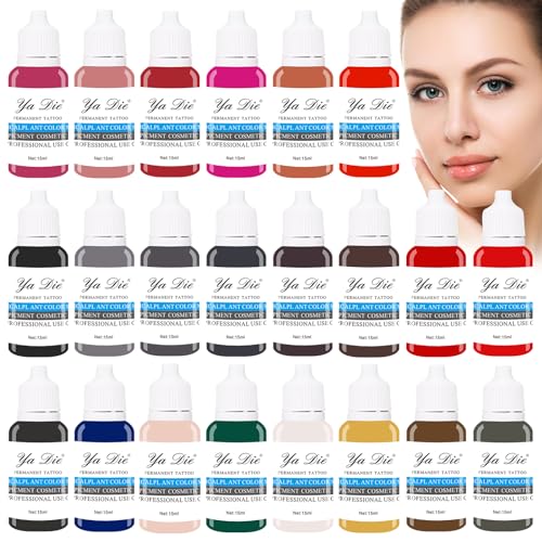 Wunderbare Farben 22 Set Sexy Tattoos Augenbraue Eyeliner Lippe Mixed Pigment Langfristige Tattoos Kunst Auto Make-up Beauty Tools Tattoos Tinte Set (22 Stücke) 15ml von DLD