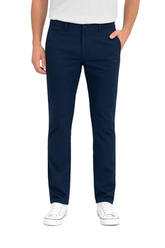 D’MARO Herren Chino Hose Slim-Fit – Baumwolle mit Stretch – Bequeme Stoffhose für Freizeit & Business – Modern & Pflegeleicht – Chinos für Männer Navyblau 31W/34L von D'MARO