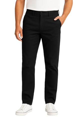 D’MARO Herren Chino Hose Slim-Fit – Baumwolle mit Stretch – Bequeme Stoffhose für Freizeit & Business – Modern & Pflegeleicht – Chinos für Männer Schwarz 34W/32L von D'MARO