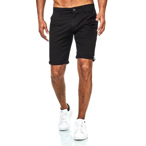 D’MARO Herren Chino Shorts Slim Fit – Sommerhose mit Stretch – Bequeme Bermuda aus Baumwolle – Pflegeleicht & Modern für Freizeit & Business 1-Schwarz S von D'MARO