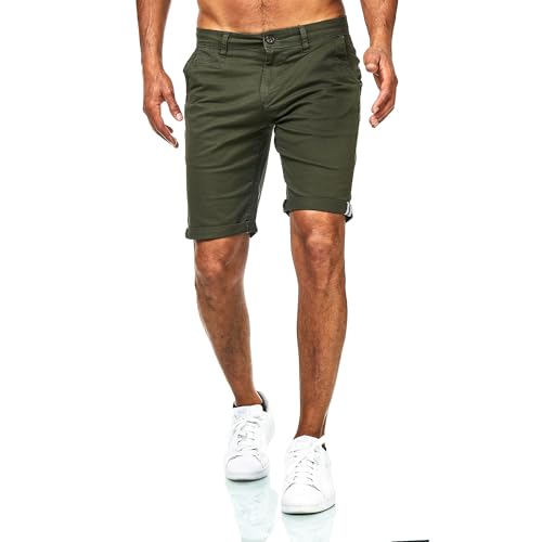 D’MARO Herren Chino Shorts Slim Fit – Sommerhose mit Stretch – Bequeme Bermuda aus Baumwolle – Pflegeleicht & Modern für Freizeit & Business 3-Olivgrün XXL von D'MARO