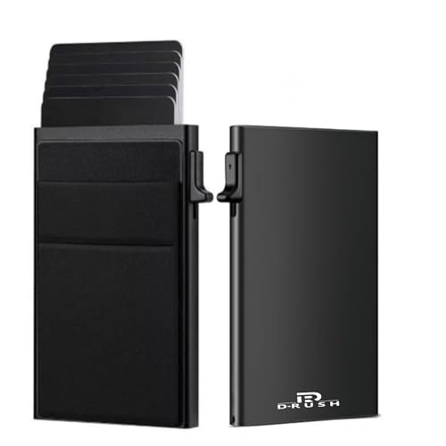 D-RUSH Slim Brieftasche Herren Damen - RFID Schutz Slim Kartenhalter aus eloxiertem Aluminium mit Seitentaste Extra Taschen für Banknoten und Münzen - Schwarz D-RUSH Slim Brieftasche Herren Damen - RFID Schutz Slim Kartenhalter aus eloxiertem Aluminium mit Seitentaste Extra Taschen für Banknoten und Münzen - Schwarz von D-RUSH