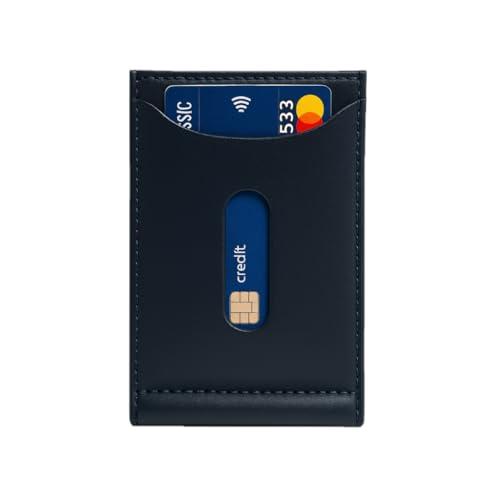 D-RUSH Slim Herren-Geldbörse aus Kunstleder, Kreditkartenhalter, Banknotenclip aus gebogenem Metall, sicherer Magnetverschluss, blau, PORTAFOGLIO 11 X 8 X 1,5 CM, Für Kreditkarten und Banknoten von D-RUSH