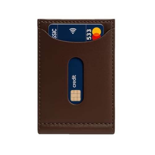 D-RUSH Slim Herren-Geldbörse aus Kunstleder, Kreditkartenhalter, Banknotenclip aus gebogenem Metall, sicherer Magnetverschluss, braun, PORTAFOGLIO 11 X 8 X 1,5 CM, Für Kreditkarten und Banknoten von D-RUSH