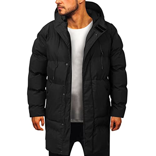 D-Rings Daunenmantel Herren Lang 4XL 5XL 6XL 7XL Wintermantel Winterjacke Schwarz Grau Weiß Jacke Lang Daunenjacke Steppjacke Puffer Jacke Thermojacke Warm Gefüttert Mantel Winter Windjacke von HizoeChu