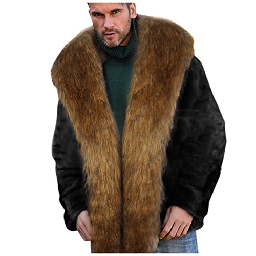 D-Rings Herren Kunst Felljacke Übergrößen Pelz Jacke Fellmantel Kunstpelz Jacke Mit Reverskragen Männer Warm Winterjacke Lang Faux Pelzmantel Kunst Felljacke Herren von HizoeChu