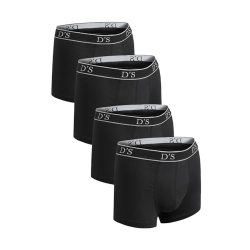 D'S DAMAT Boxershorts Herren (2-3-4-6) MultiPack, Unterhosen Männer Bequeme Baumwolle, Atmungsaktive Unterwäsche Herren Multipack, Weiche Gummiband Retroshorts, Grau, Marinebla | xl - 4 -Pack, Schwarz von D'S DAMAT