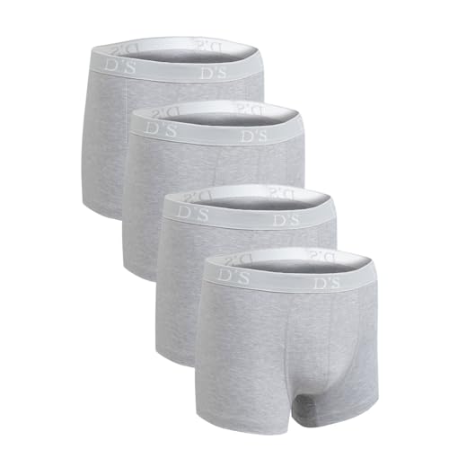 D'S DAMAT Boxershorts Herren (2-3-4-6) MultiPack, Unterhosen Männer Bequeme Baumwolle, Atmungsaktive Unterwäsche Herren Multipack, Weiche Gummiband Retroshorts, Grau, Marineblau, S | l - 4 -Pack, Grau von D'S DAMAT