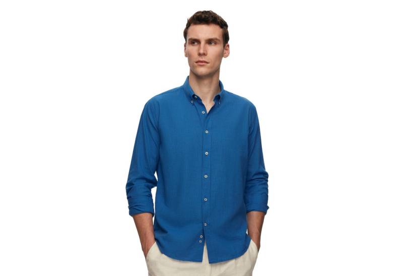 D'S DAMAT Businesshemd D'S DAMAT Hemd in Leinenoptik, langärmelig, einfarbig, klassisches Hem von D'S DAMAT