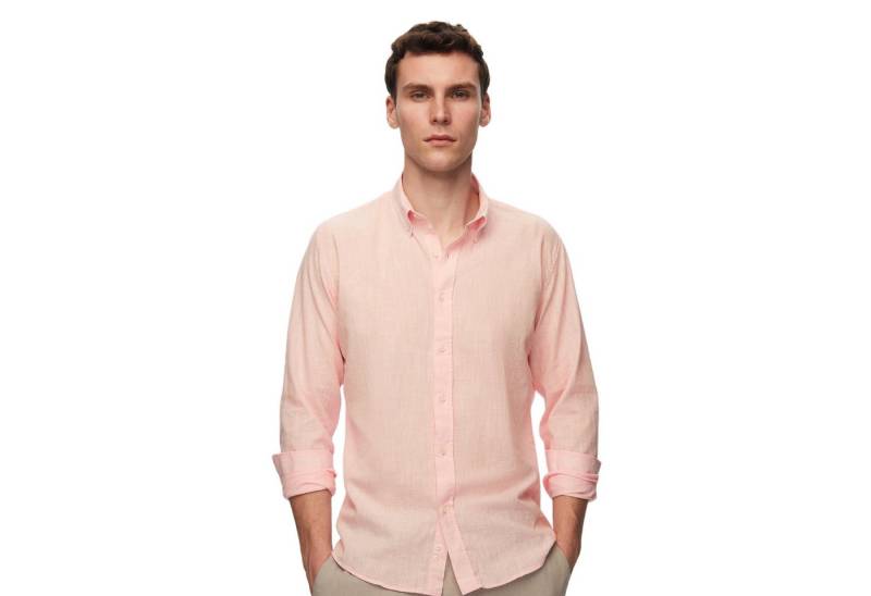 D'S DAMAT Businesshemd D'S DAMAT Hemd in Leinenoptik, langärmelig, einfarbig, klassisches Hem von D'S DAMAT