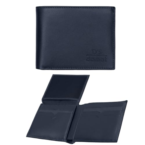 D'S DAMAT Echtleder Geldbörse Herren Geschenkbox, 14 Fächer, Geldbeutel Herren Klein, Hochwertig Portemonnaie Herren, Elegant Brieftasche Herren, Leather Slim Wallets Men, Kartenetui, Marineblau von D'S DAMAT