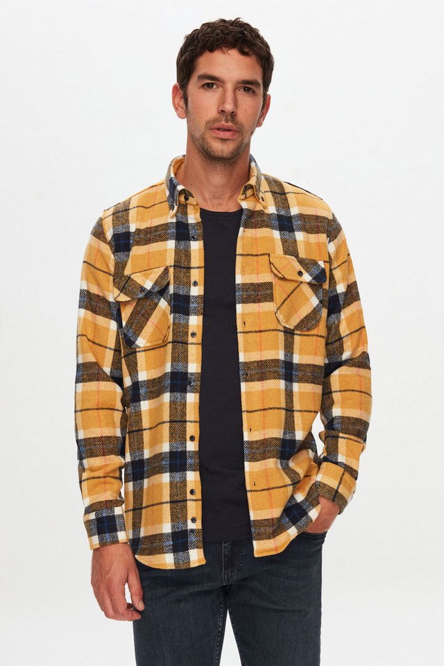 D'S DAMAT Langarmhemd Ds Damat Slim Fit kariertes Holzfällerhemd von D'S DAMAT