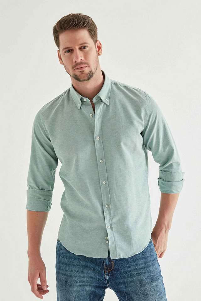 D'S DAMAT Langarmhemd Slim Fit-Hemd aus Dobby-Baumwolle Ds Damat von D'S DAMAT