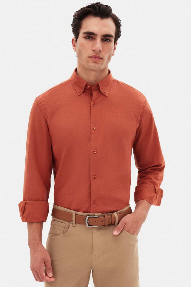 D'S DAMAT Leinenhemd Ds Damat Comfort Button-Down-Kragen Entspannter Schnitt Leinenoptik 10 von D'S DAMAT