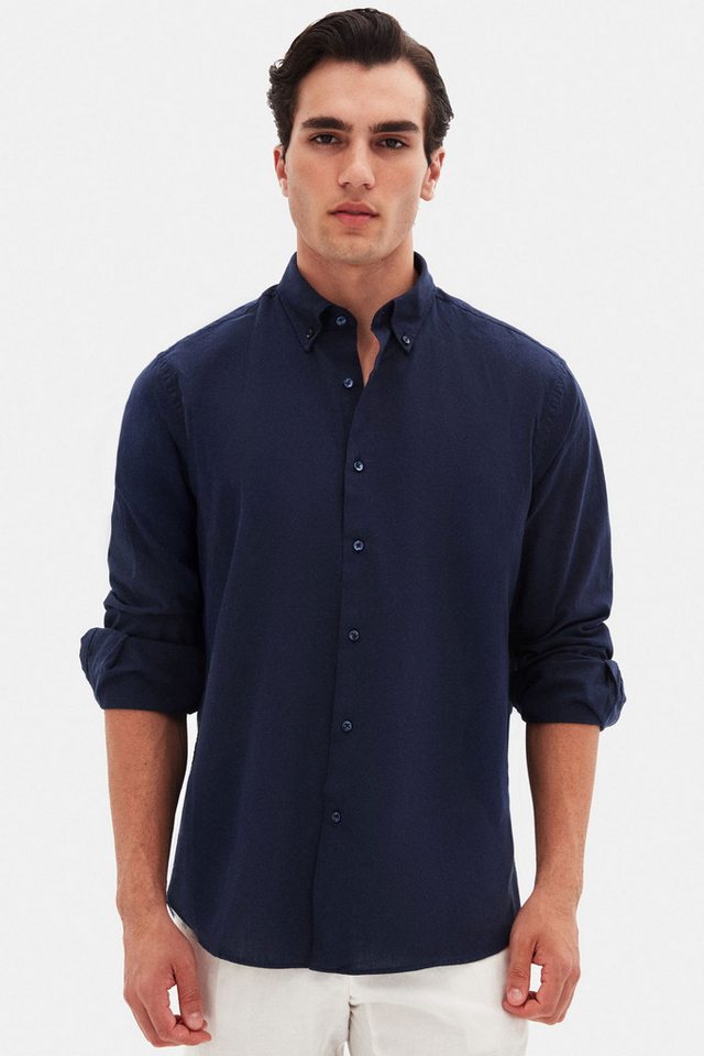 D'S DAMAT Leinenhemd Ds Damat Comfort Button-Down-Kragen Entspannter Schnitt Leinenoptik 10 von D'S DAMAT