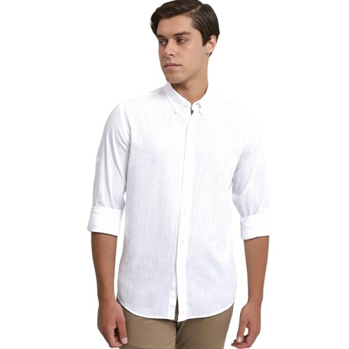 D'S DAMAT Leinenoptik Hemd Herren Langarm Slim Fit, 100% Baumwolle Atmungsaktiv Freizeithemd Herren, Leichte Kleidung Herren, Schickes Männer Hemd, Sommer Shirt, 6 Farboptionen, S M L XL X | ecru - xl von D'S DAMAT