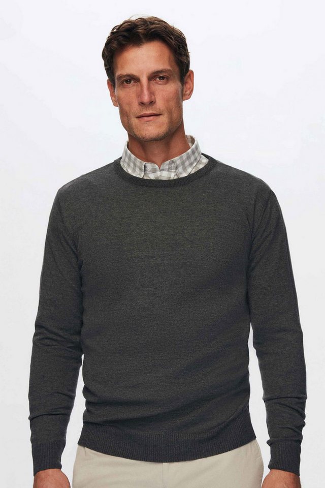 D'S DAMAT Polokragenpullover Ds Damat – Nicht fusselnder Strickpullover mit Rundhalsausschnitt und von D'S DAMAT