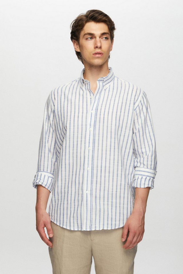 D'S DAMAT Streifenhemd Ds Damat SlimFit Streifenhemd mit Knopfleiste und Kragen, 100 % Baumwo von D'S DAMAT