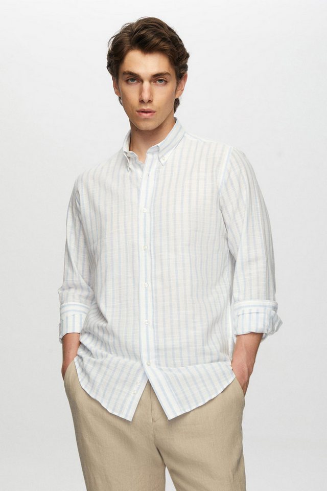 D'S DAMAT Streifenhemd Ds Damat SlimFit Streifenhemd mit Knopfleiste und Kragen, 100 % Baumwo von D'S DAMAT