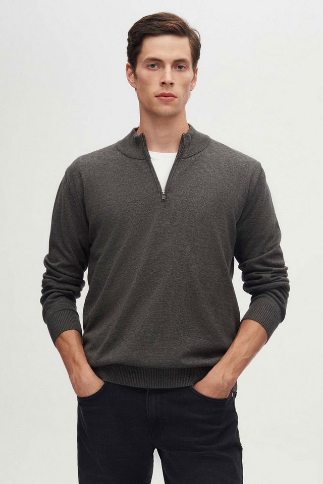 D'S DAMAT Strickpullover Ds Damat Slim Fit Strickpullover mit halbem Reißverschluss von D'S DAMAT