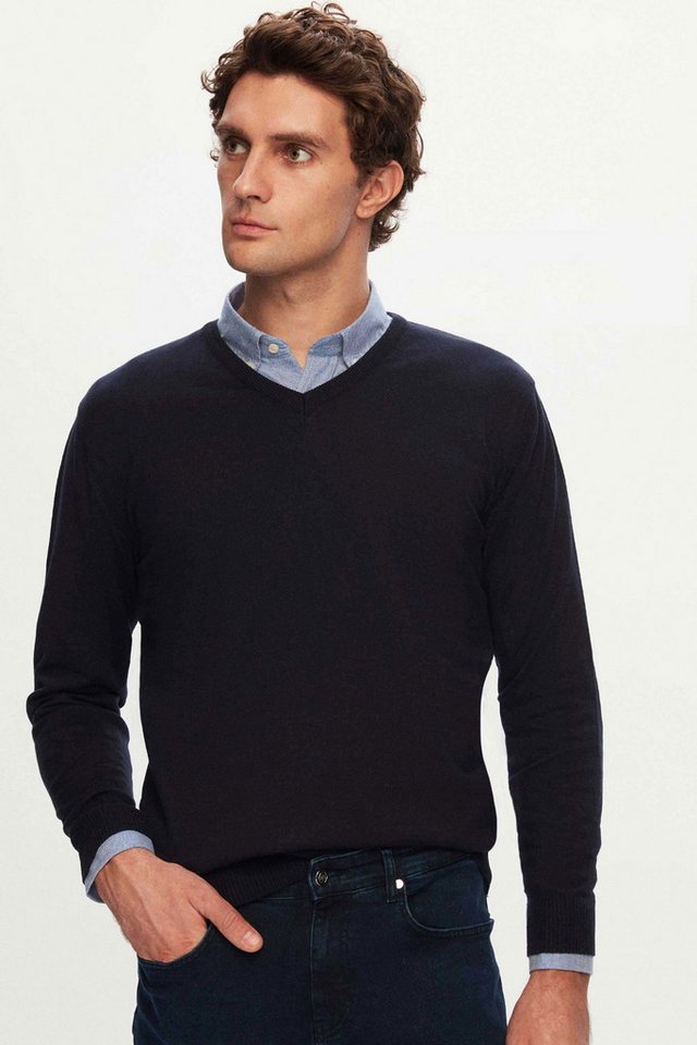 D'S DAMAT V-Ausschnitt-Pullover Ds Damat Strickpullover mit normaler Passform, schlichtem V-Ausschnitt von D'S DAMAT