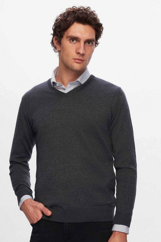 D'S DAMAT V-Ausschnitt-Pullover Ds Damat Strickpullover mit normaler Passform, schlichtem V-Ausschnitt von D'S DAMAT