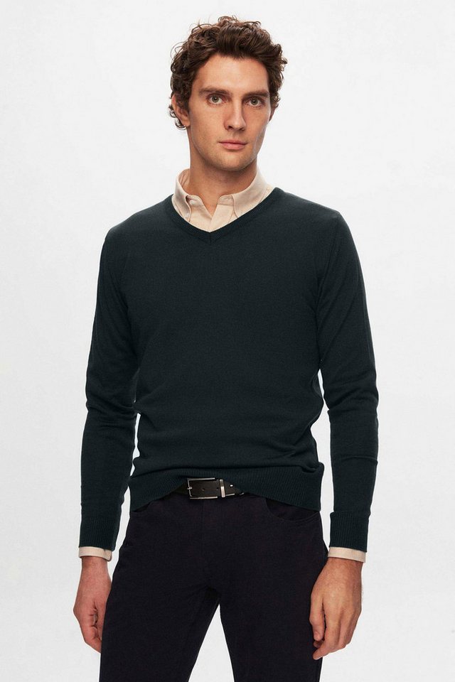 D'S DAMAT V-Ausschnitt-Pullover Ds Damat Strickpullover mit normaler Passform, schlichtem V-Ausschnitt von D'S DAMAT